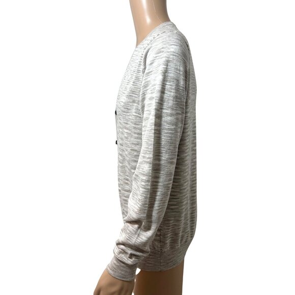 H&M Men Cardigan L Taupe Grey Cream Button Vtg  Lightweight Casual All Seasons - Picture 3 of 12